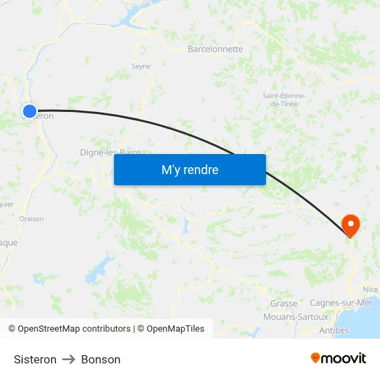 Sisteron to Bonson map