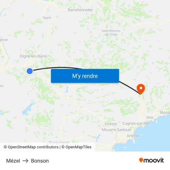 Mézel to Bonson map