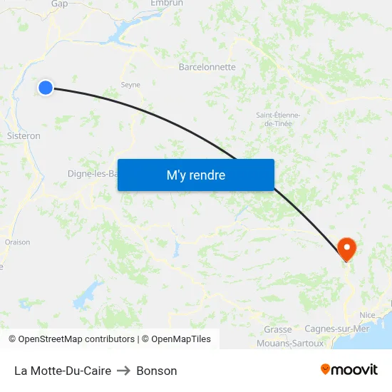 La Motte-Du-Caire to Bonson map