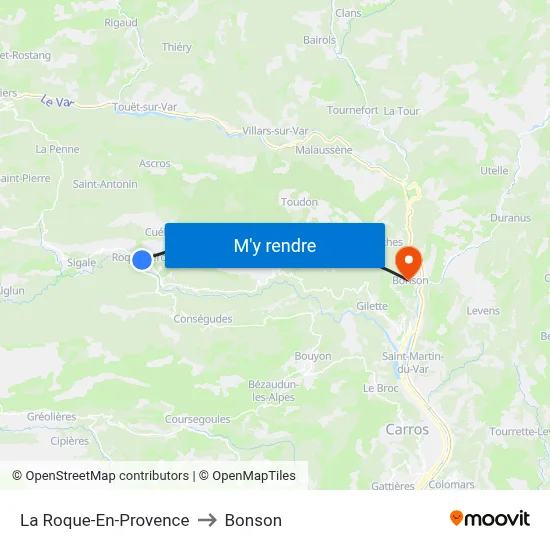 La Roque-En-Provence to Bonson map