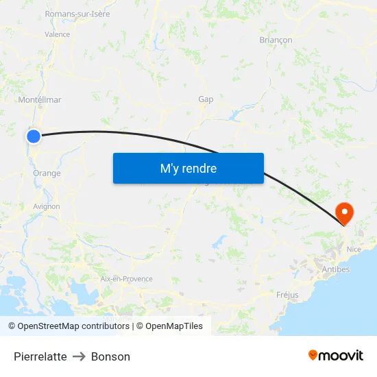 Pierrelatte to Bonson map