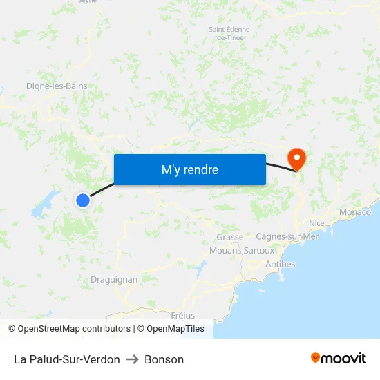 La Palud-Sur-Verdon to Bonson map