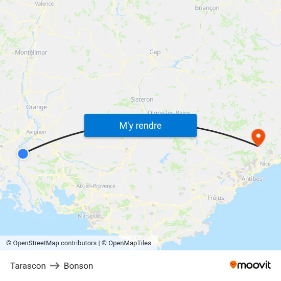 Tarascon to Bonson map
