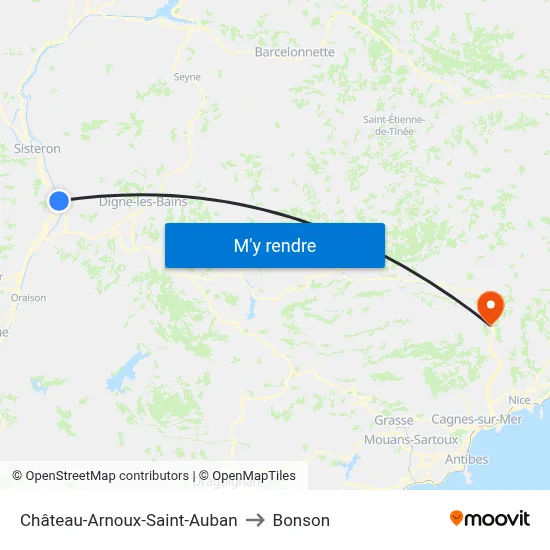 Château-Arnoux-Saint-Auban to Bonson map