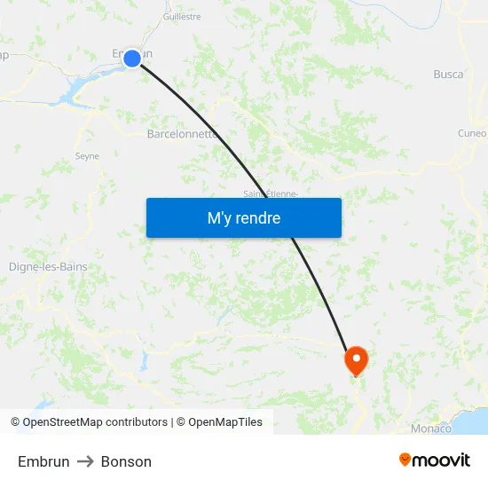 Embrun to Bonson map