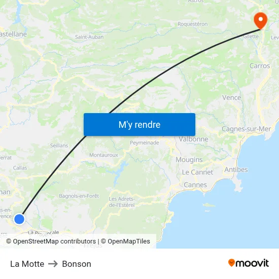 La Motte to Bonson map