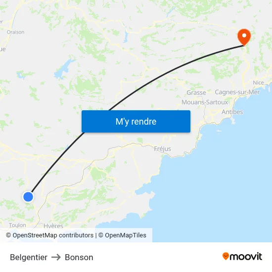 Belgentier to Bonson map