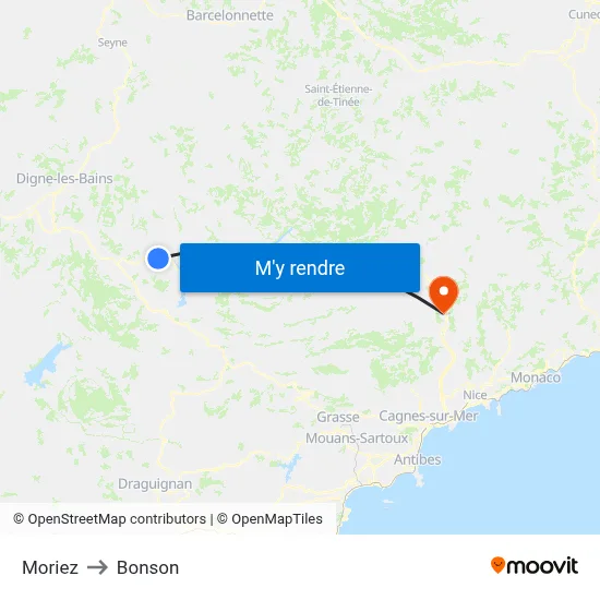 Moriez to Bonson map