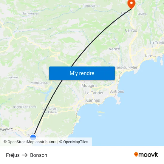 Fréjus to Bonson map