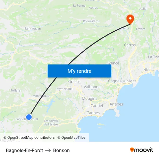 Bagnols-En-Forêt to Bonson map
