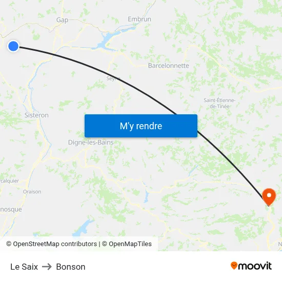 Le Saix to Bonson map