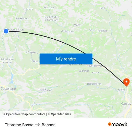 Thorame-Basse to Bonson map