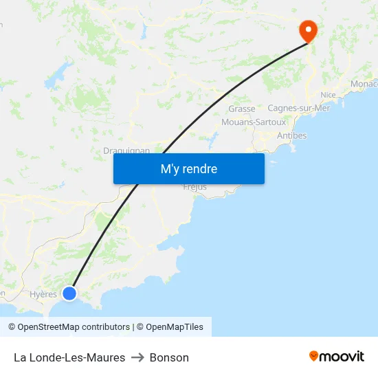 La Londe-Les-Maures to Bonson map