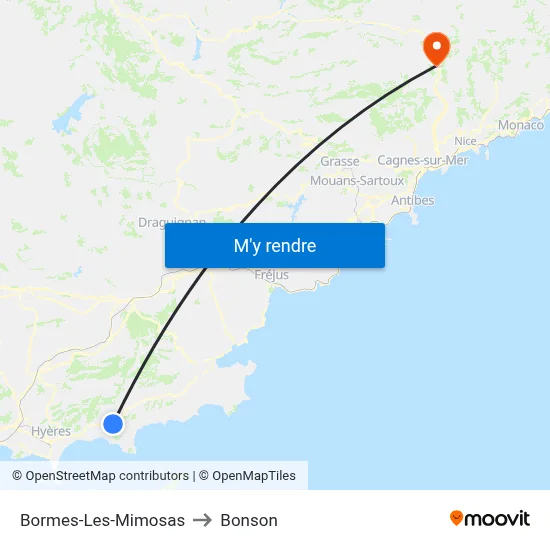 Bormes-Les-Mimosas to Bonson map