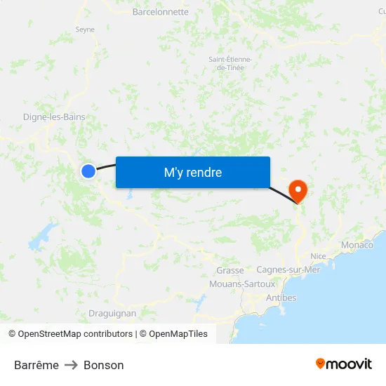 Barrême to Bonson map