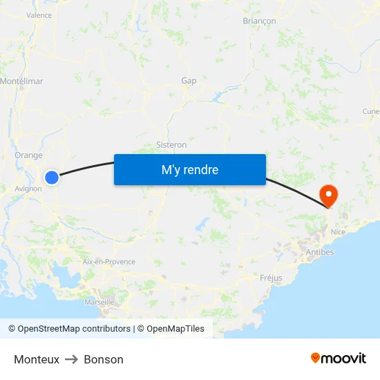 Monteux to Bonson map