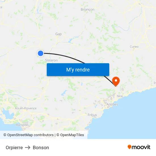 Orpierre to Bonson map