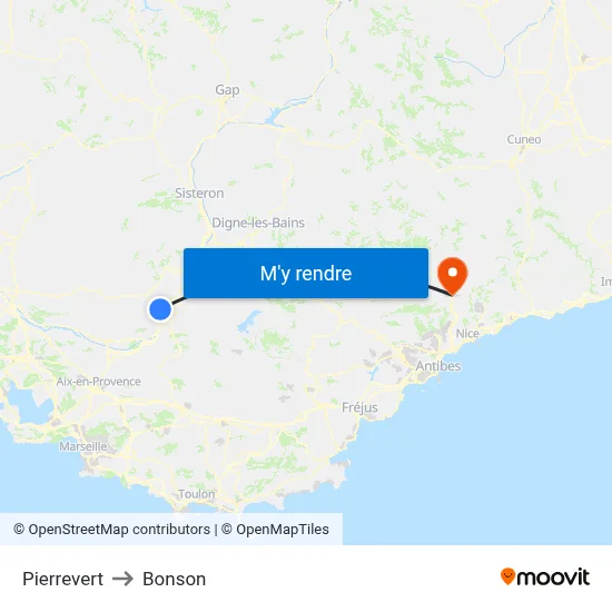 Pierrevert to Bonson map