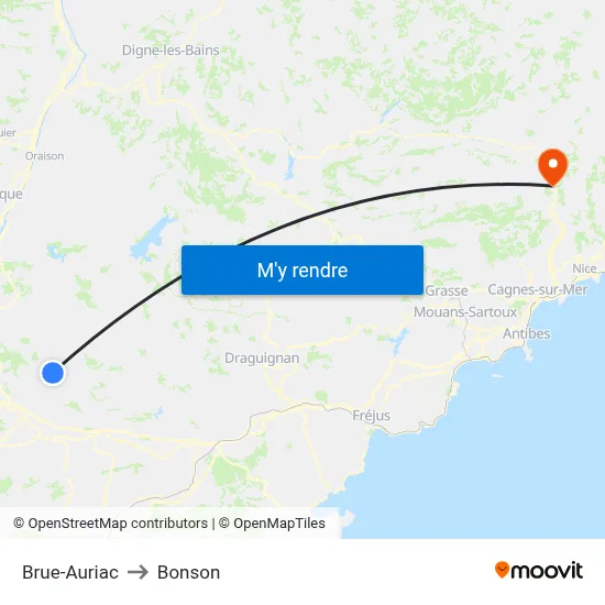 Brue-Auriac to Bonson map