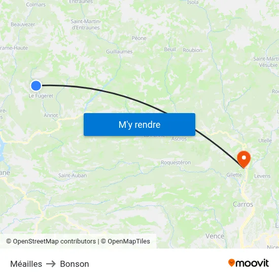 Méailles to Bonson map