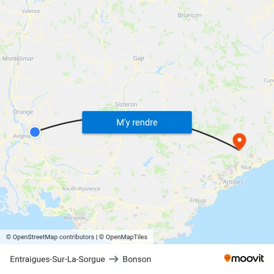 Entraigues-Sur-La-Sorgue to Bonson map