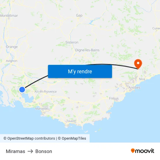Miramas to Bonson map