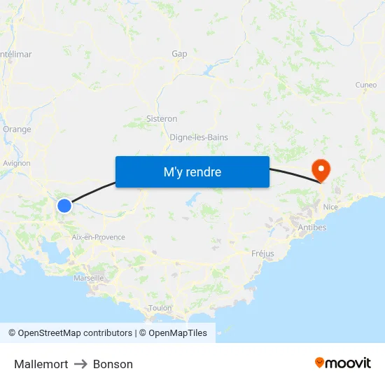 Mallemort to Bonson map