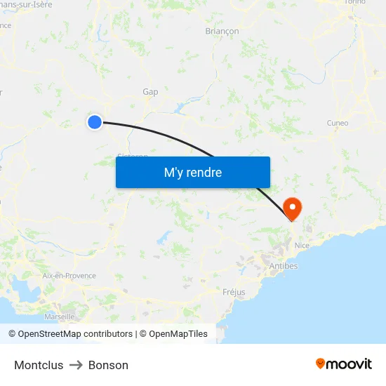 Montclus to Bonson map