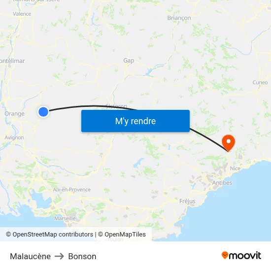 Malaucène to Bonson map
