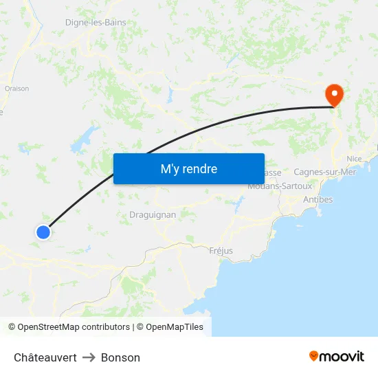 Châteauvert to Bonson map