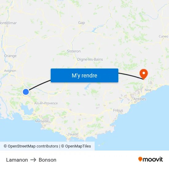Lamanon to Bonson map