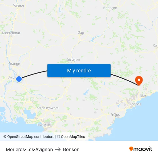 Morières-Lès-Avignon to Bonson map