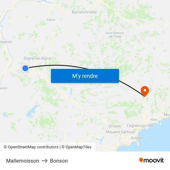 Mallemoisson to Bonson map