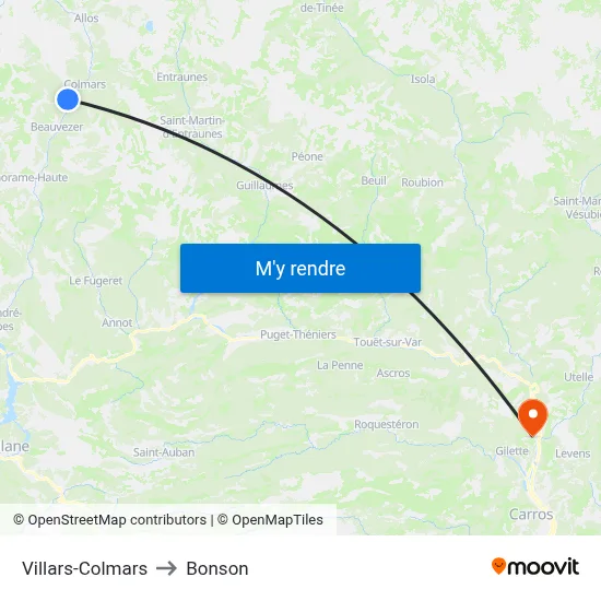 Villars-Colmars to Bonson map