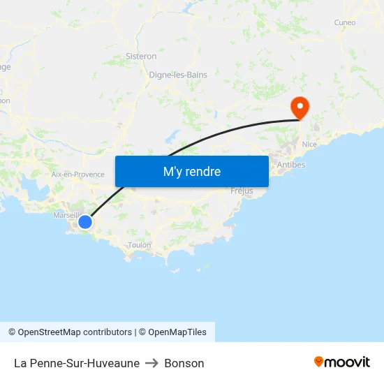 La Penne-Sur-Huveaune to Bonson map