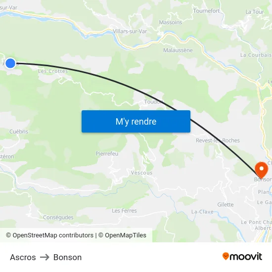 Ascros to Bonson map