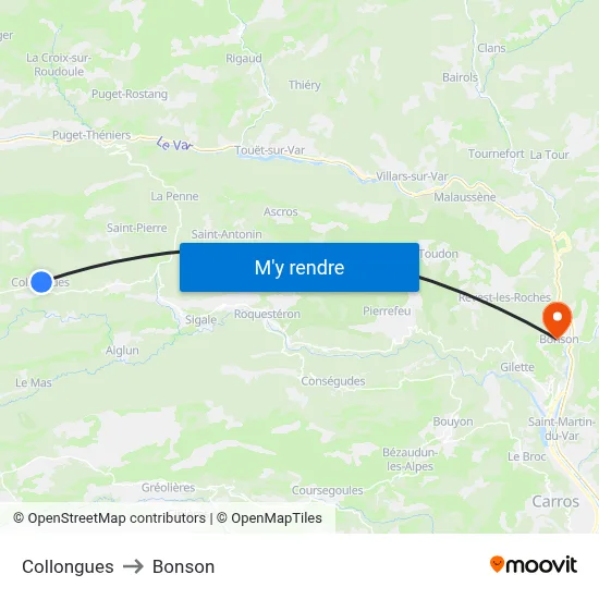 Collongues to Bonson map