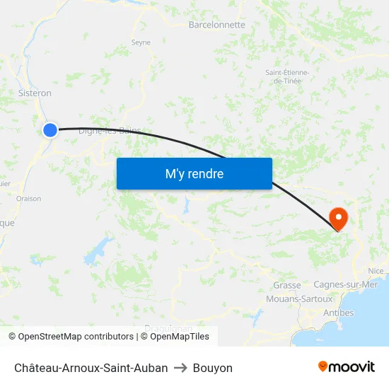 Château-Arnoux-Saint-Auban to Bouyon map