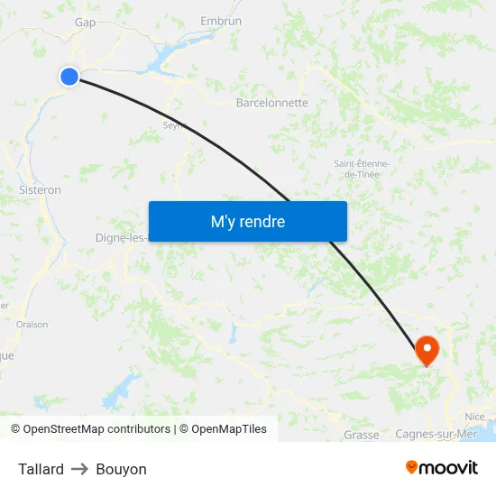 Tallard to Bouyon map