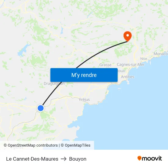 Le Cannet-Des-Maures to Bouyon map