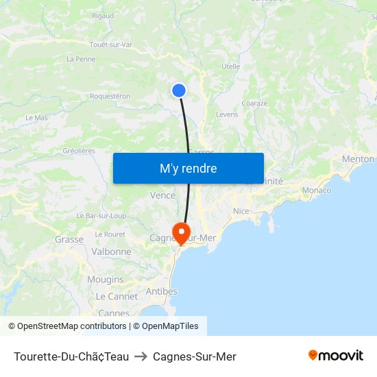 Tourette-Du-Chã¢Teau to Cagnes-Sur-Mer map