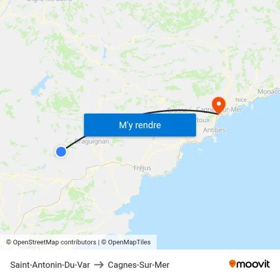 Saint-Antonin-Du-Var to Cagnes-Sur-Mer map