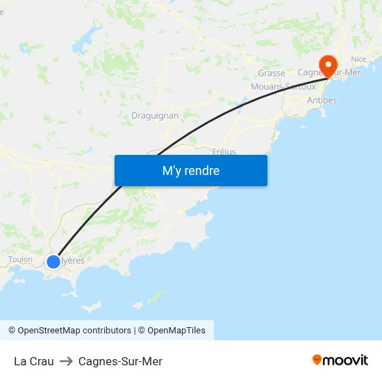 La Crau to Cagnes-Sur-Mer map