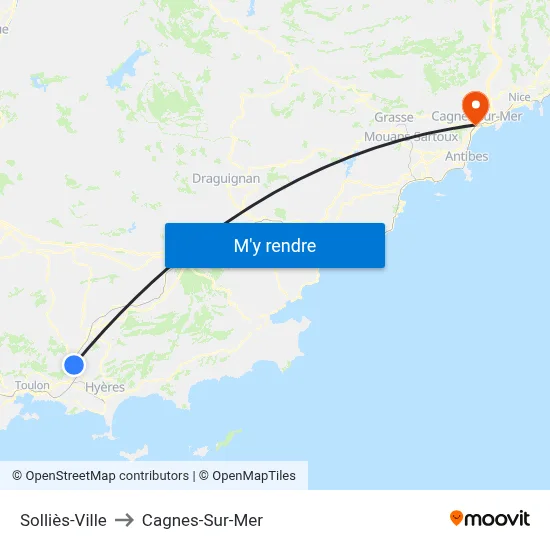 Solliès-Ville to Cagnes-Sur-Mer map