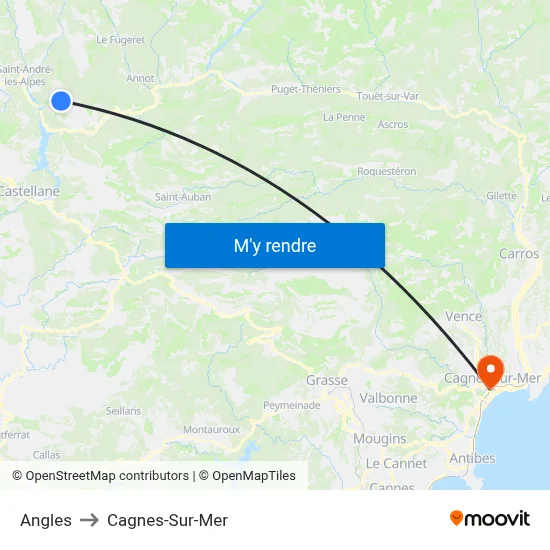 Angles to Cagnes-Sur-Mer map