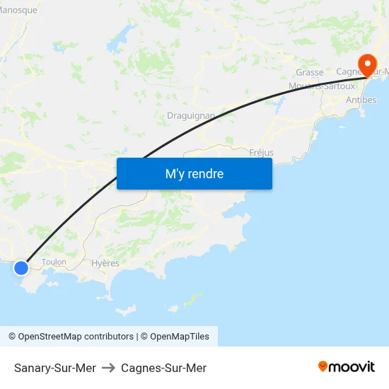 Sanary-Sur-Mer to Cagnes-Sur-Mer map