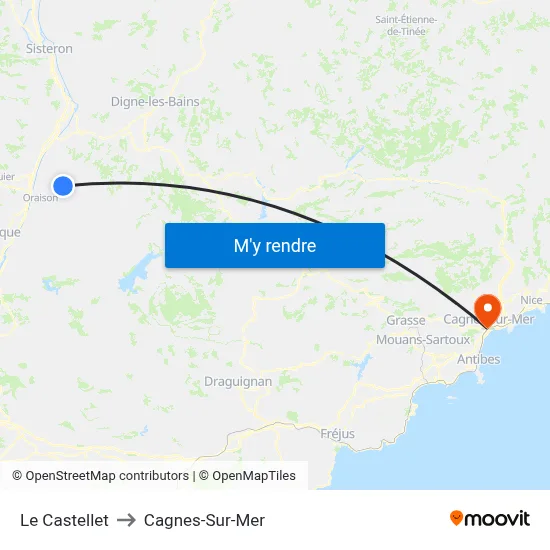 Le Castellet to Cagnes-Sur-Mer map