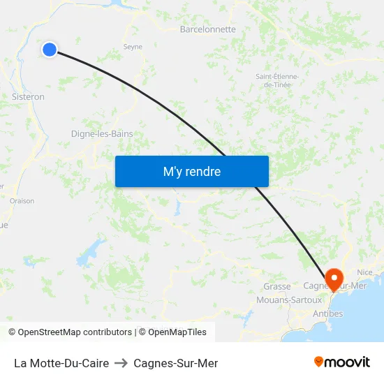 La Motte-Du-Caire to Cagnes-Sur-Mer map