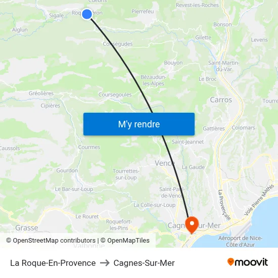 La Roque-En-Provence to Cagnes-Sur-Mer map