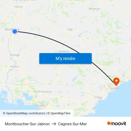 Montboucher-Sur-Jabron to Cagnes-Sur-Mer map